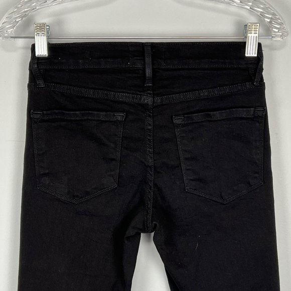 Frame Womens Le Skinny de Jeanne Jeans Raw Stagger Crop Mid Rise Black size 25 - Picture 9 of 16